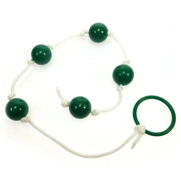 Palline anali verdi lucide con cordino bianco e anello di estrazione