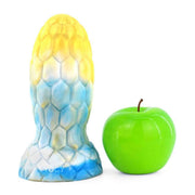 Dildo giallo blu gradiente effetto marmorizzato texture scaglie esagonali