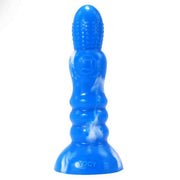 Dildo silicone mostro mitologico HikYuu I blu intenso marbled bianco con incavo