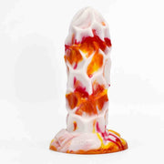 Dildo YOCY bianco con macchie arancioni e rosse superficie testurizzata