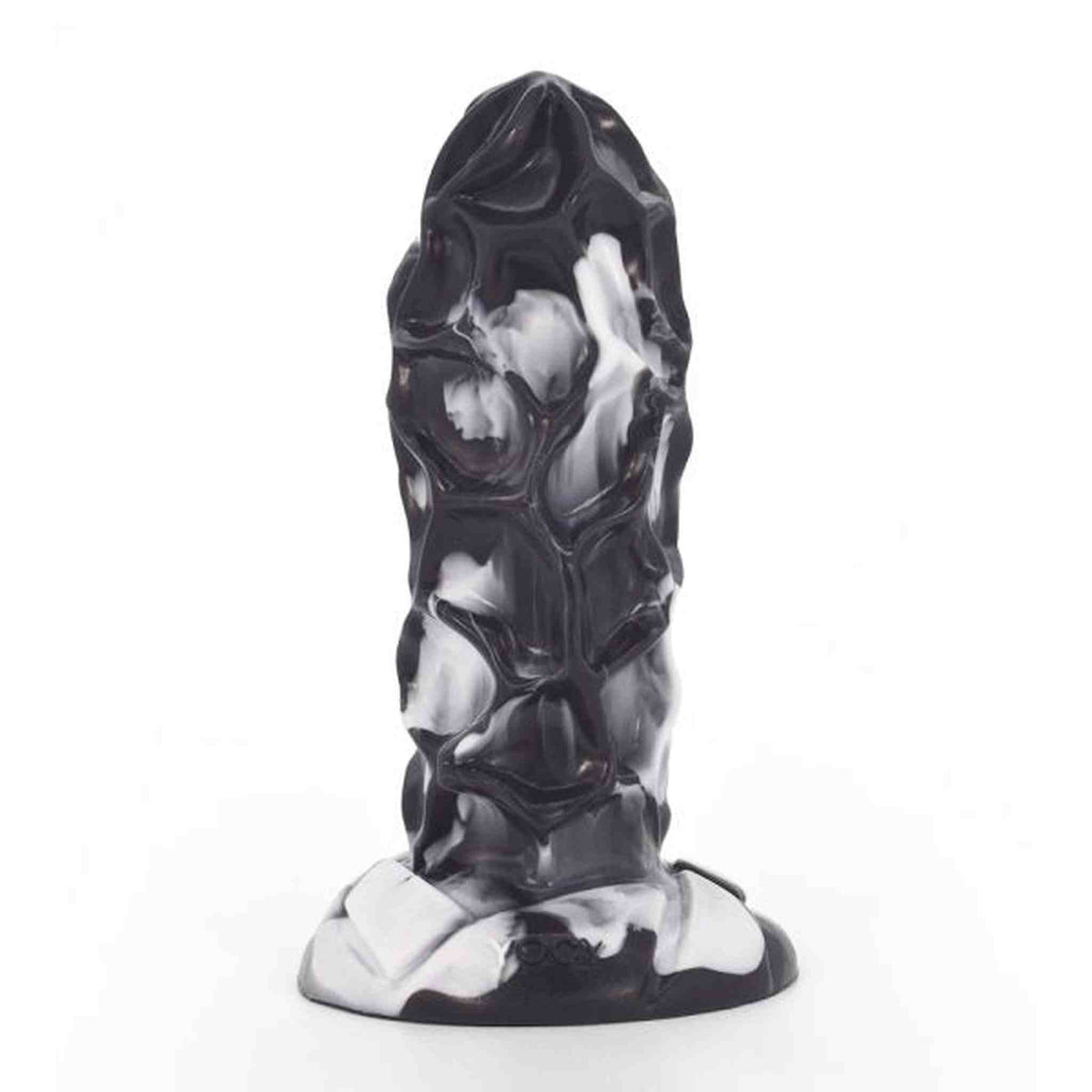 Dildo YOCY nero opaco e bianco effetto marmorizzato superficie irregolare