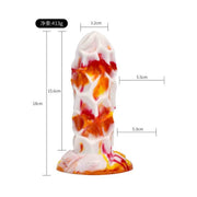Dildo YOCY bianco arancione rosso con grafico misure 18cm peso 413g