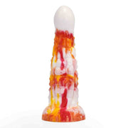 Fantasy dildo creatura mitologica bianco rosso arancione effetto lava texture