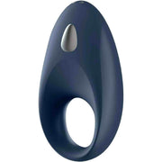 Anello vibrante Blue Ocean in silicone medico blu scuro con pulsante di controllo