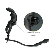 Pulsante on/off anello vibrante coniglietto nero con cavo flessibile