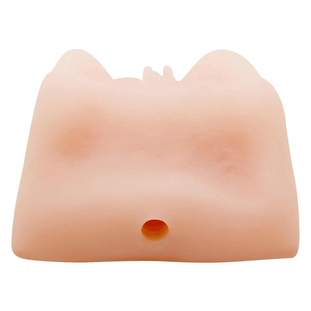 Vista posteriore silicone anatomico colore carne con apertura anale e vaginale