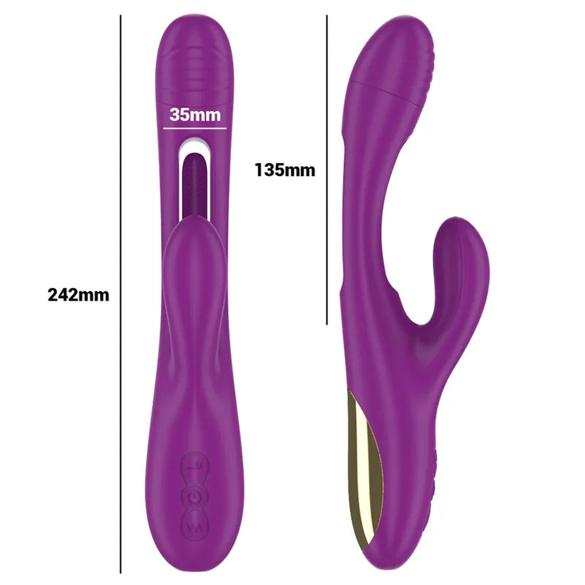 Misure vibratore rabbit viola Intense Apolo lunghezza 242mm silicone opaco
