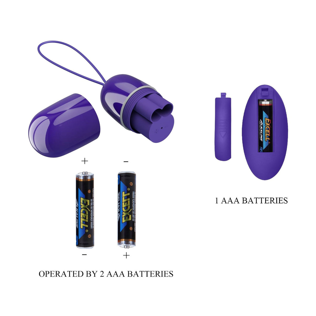 Dettaglio interno ovulo vibrante e batteria AAA per telecomando wireless