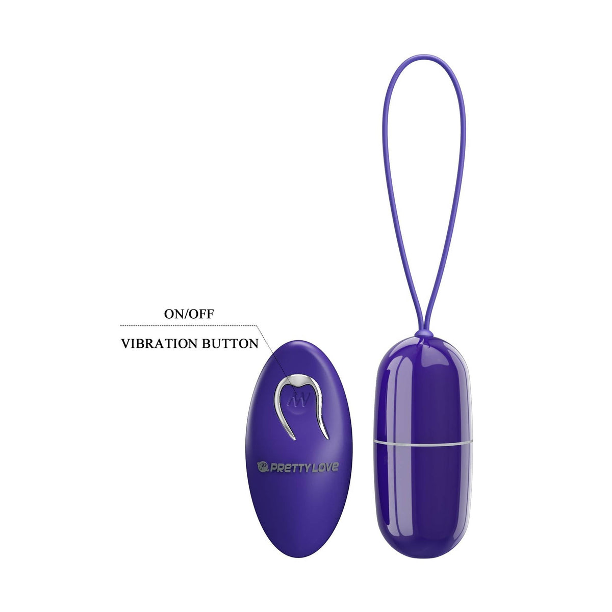 Ovulo vibrante wireless viola con telecomando e pulsanti ON/OFF vibrazione
