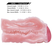 Canale singolo interno Banshee masturbatore silicone rosa con etichetta misure tecniche