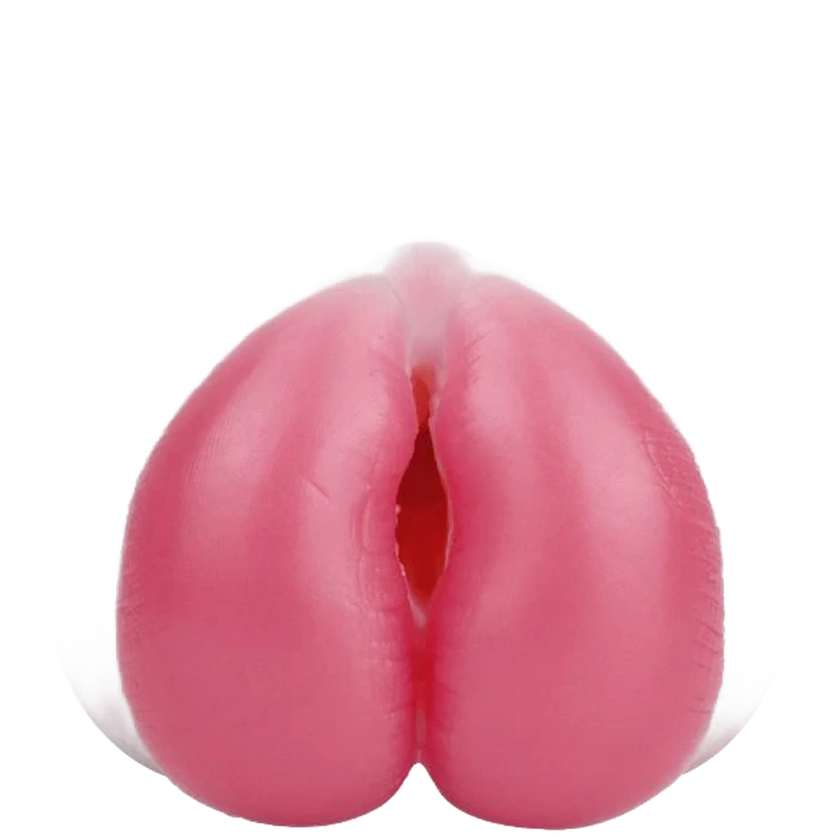 Dettaglio ravvicinato fessura centrale e lobi rotondi Banshee toy in silicone rosa