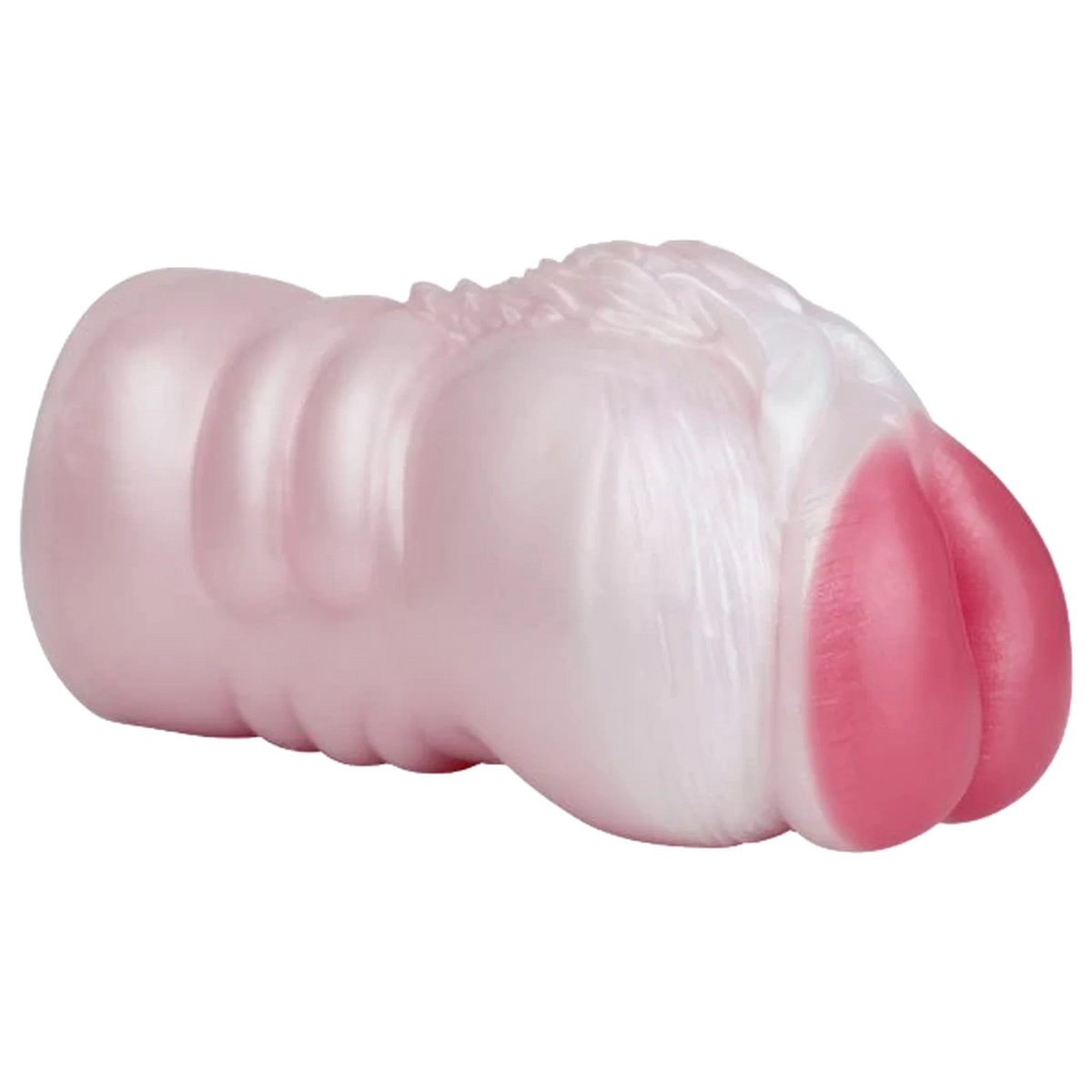 Banshee masturbatore in silicone liquido rosa chiaro con lobi e texture concentrica