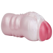 Banshee masturbatore in silicone liquido rosa chiaro con lobi e texture concentrica