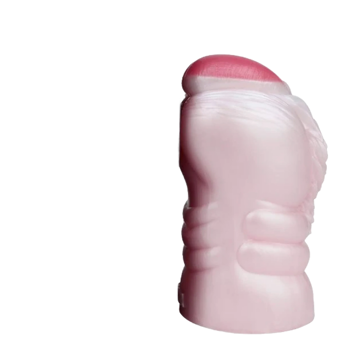 Profilo laterale Banshee toy in silicone rosa chiaro con punta intensa e forma curva