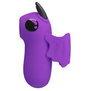 Vibratore da dito viola Magic Devil vista laterale ergonomica con superficie liscia in silicone