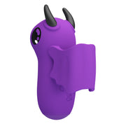 Vibratore da dito viola Magic Devil vista laterale con occhio stilizzato e ala flessibile