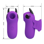 Disegno tecnico vibratore da dito viola Magic Devil misure 69mm silicone morbido opaco