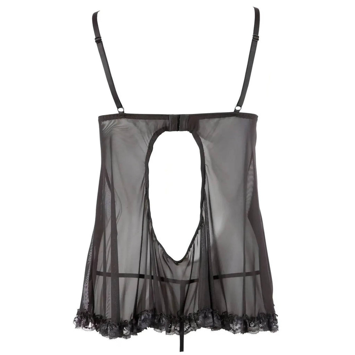 Babydoll nero con apri/chiudi capezzoli