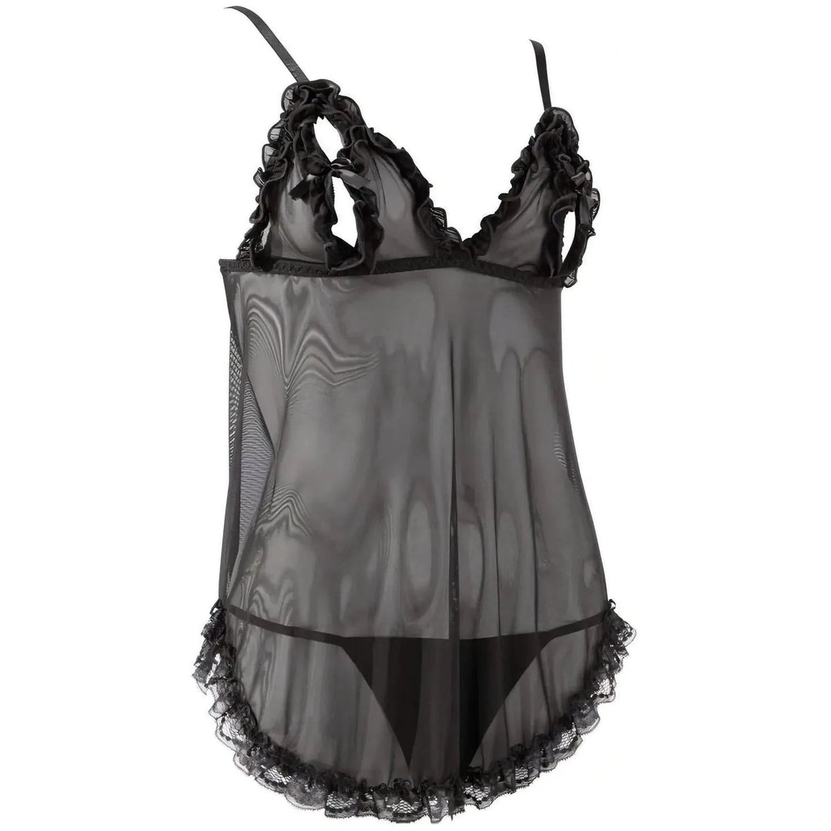 Babydoll nero con apri/chiudi capezzoli