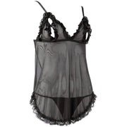 Babydoll nero con apri/chiudi capezzoli
