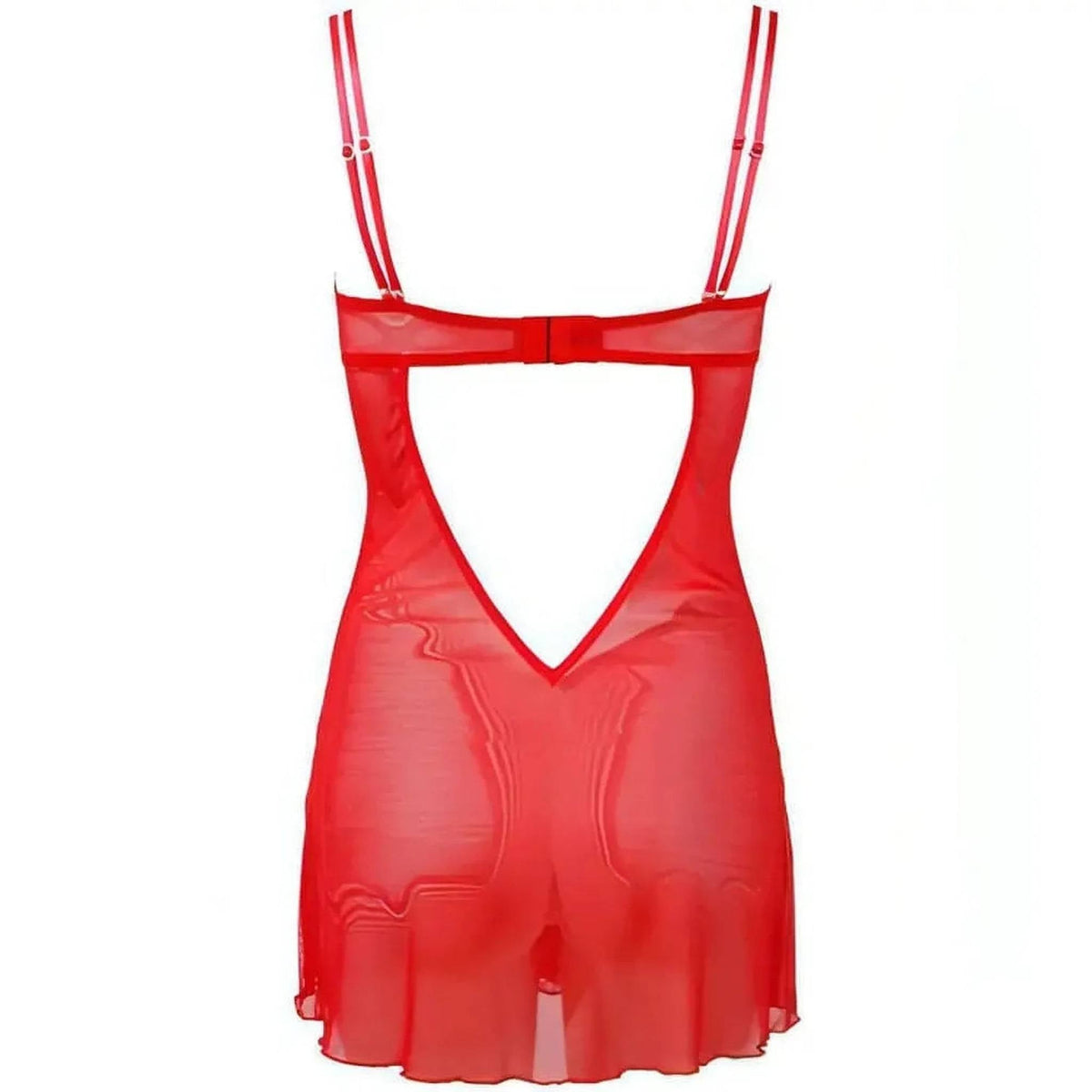 Babydoll rosso con schiena scoperta e scollo a V posteriore