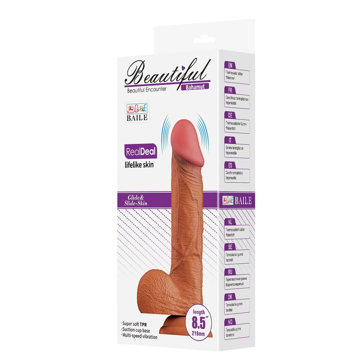 Bahamut Vibratore Morbido con Testicoli e Ventosa