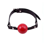 Ball gag bondage compatta con chiusura regolabile e dettagli metallici