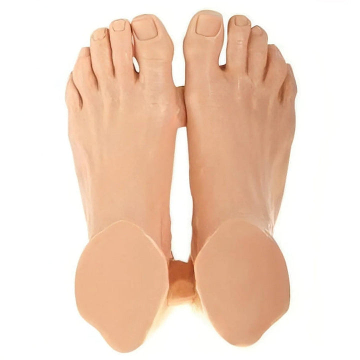 Masturbatore realistico piedi in gomma colore carne con unghie naturali e piastre di supporto
