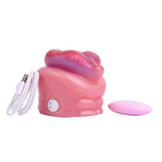 Toy Bear vibrante con cavo USB e pulsante base in silicone rosa iridescente