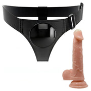 Harness Strapon Nero Y e Dildo Carne Anatomico Vista Separata