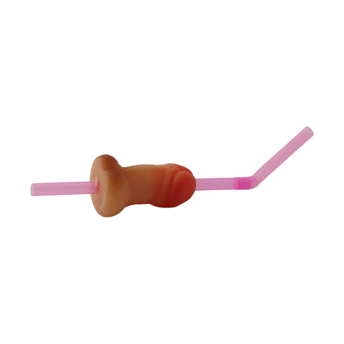 Bicchierino shot arancione-rosa con forma pene e cannuccia rosa