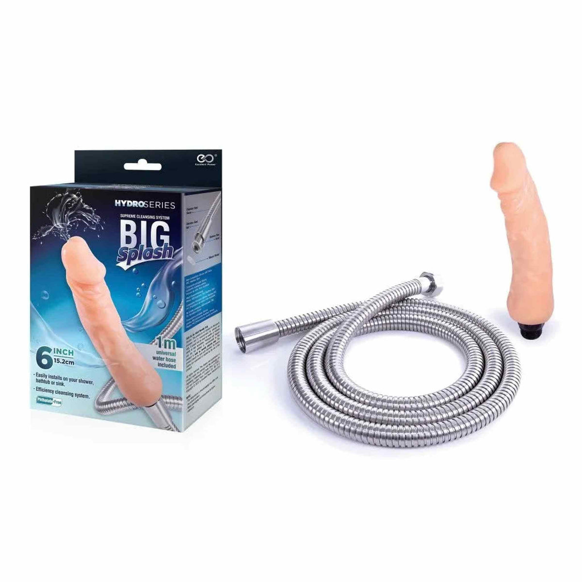 Confezione Hydro Series Big Splash dildo anale 6 pollici con tubo doccia incluso