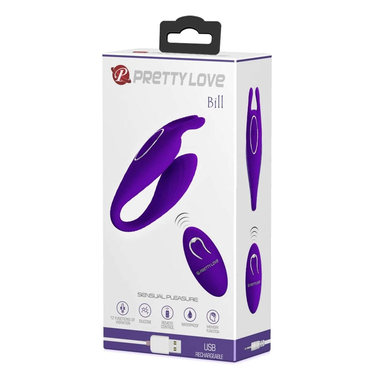 Scatola imballaggio vibratore di coppia Pretty Love con funzioni vibrazione e impermeabile