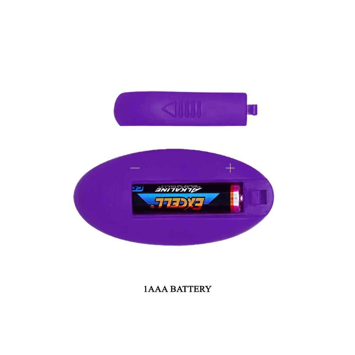 Vibratore coppia viola aperto con vano batteria AAA Excell e coperchio rimosso