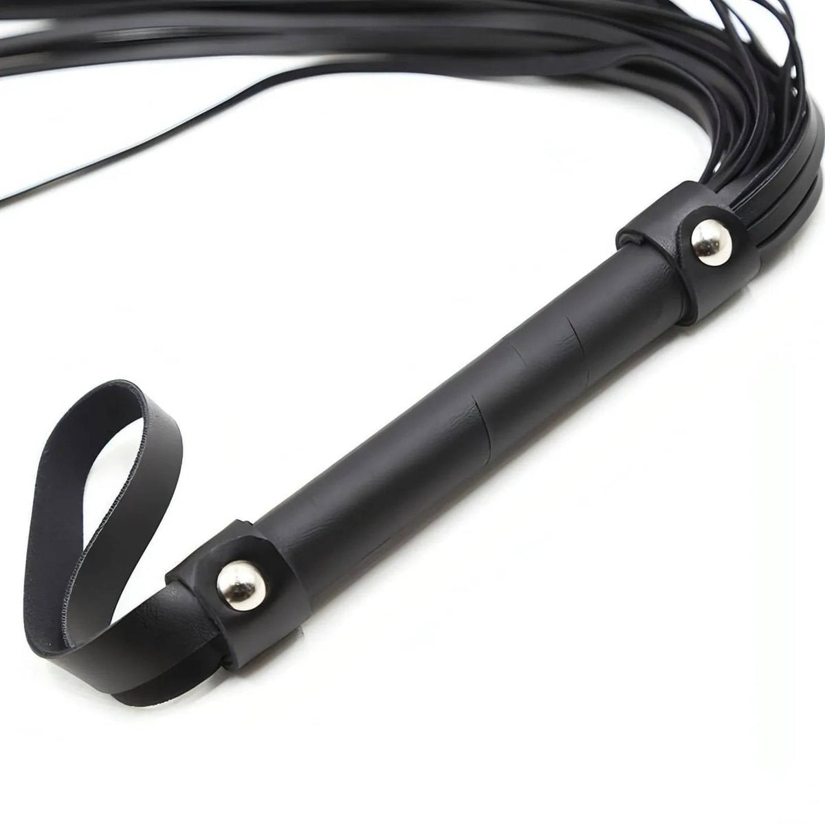 Flogger nero diagonale con frange sottili uniformi