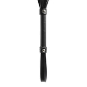 Flogger nero manico con borchie dorate e anello presa