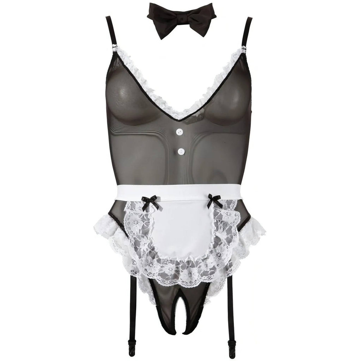 Body Cameriera Sexy con accessori e apertura inguinale