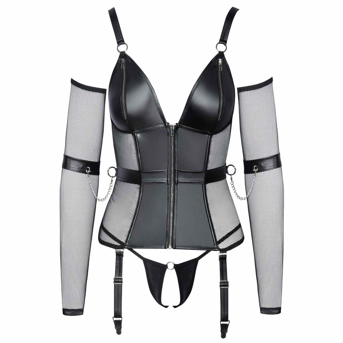 Body Corsetto Con Seno e Inguine Scoperto Più Manette