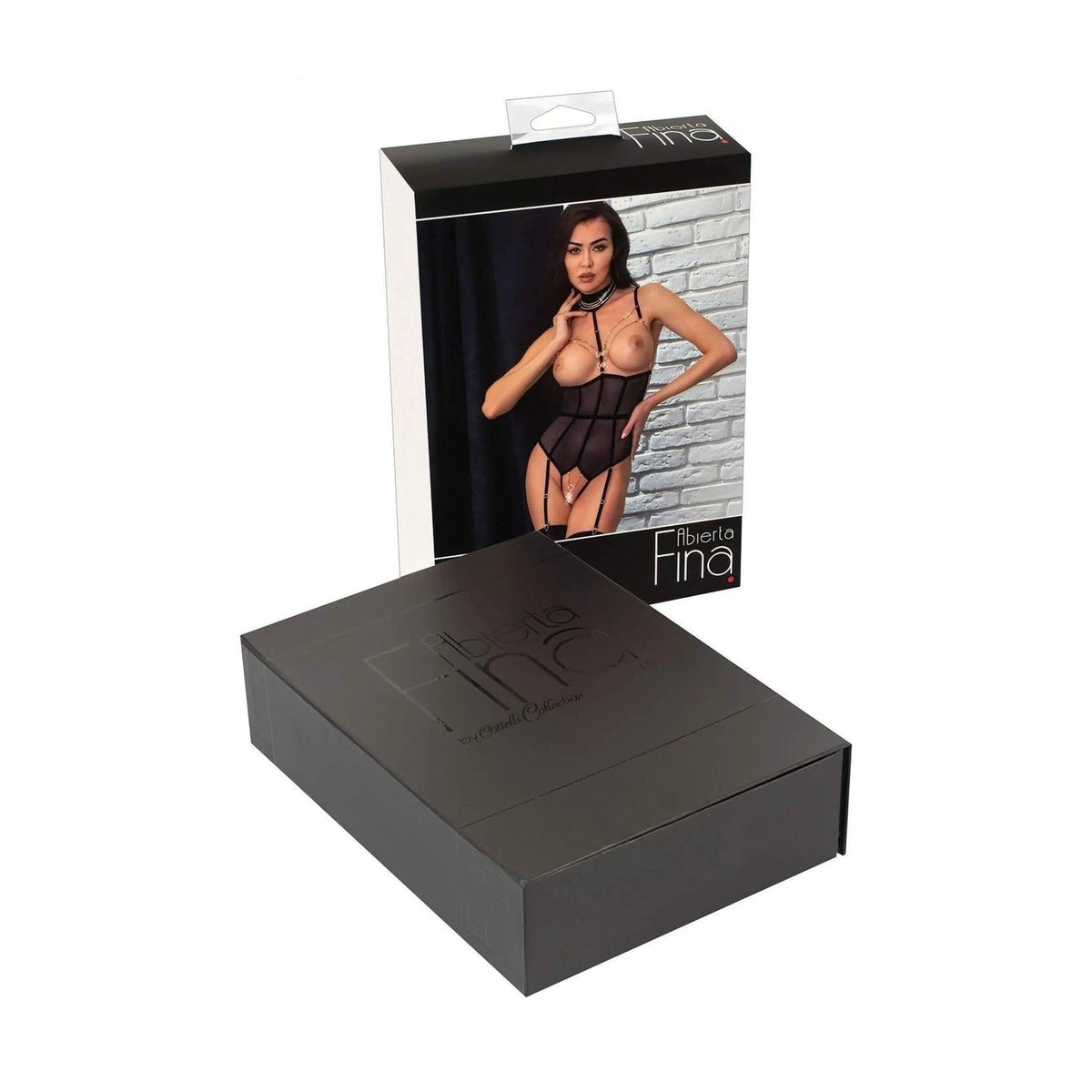 Scatola nera packaging Abierta Fina Serie Oviedo Collection con foto modella