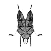 Body lingerie nero scollo V profondo con cinghie incrociate
