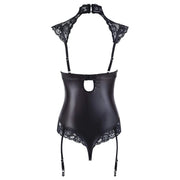 Body Sexy Nero in Wetlook con Dettagli in Pizzo