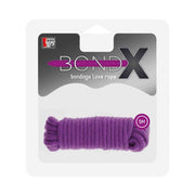 Corda bondage viola BondX 5m in confezione con etichetta e logo