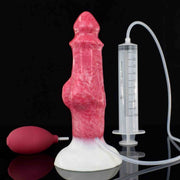 Dildo Bonewolf Damon in silicone rosa con venature bianche e base ventosa