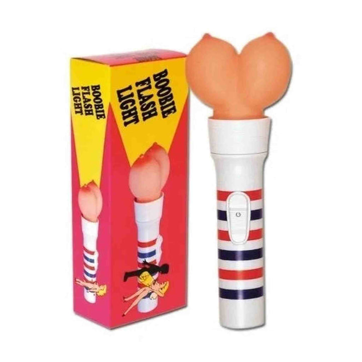 Torcia scherzo Boobie Flash Light a forma di seno con confezione pin-up