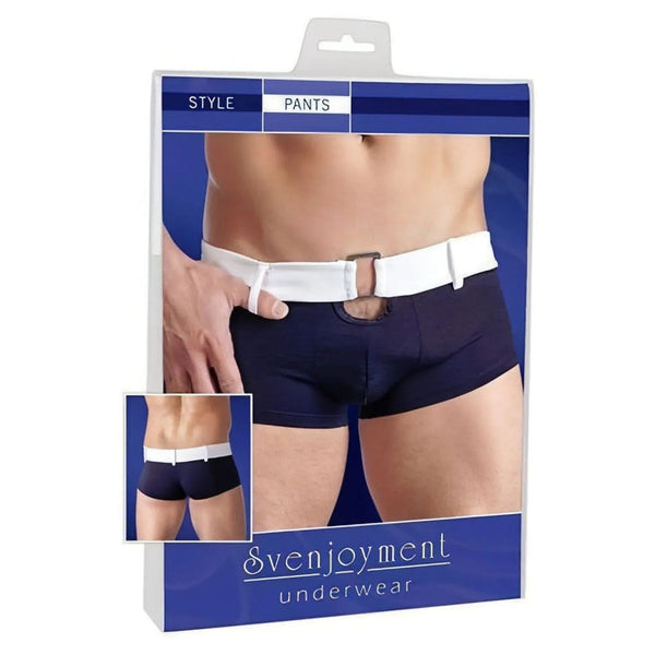 Boxer Blu Con Bordatura Bianca e Passanti