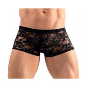 Boxer intimo uomo nero pizzo trasparente indossato vista frontale