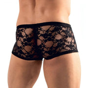 Boxer intimo uomo nero pizzo ricamato vista posteriore dettagli
