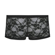 Boxer pizzo nero dettaglio ricamo floreale e fascia elastica vita