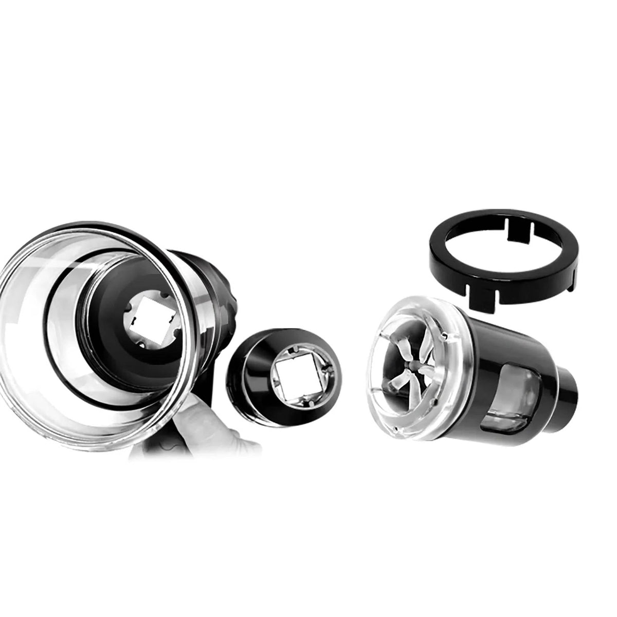 Componenti smontati masturbatore elettrico Breton con interno metallico e ventola visibile