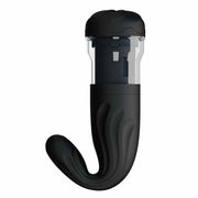 Masturbatore automatico Breton nero in silicone con texture ondulate e movimento up & down